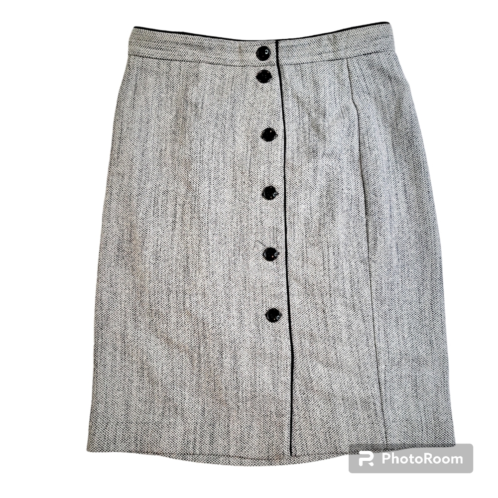 H & M Women's Gray/Black Front Button 3/4 Zipper Mini Skirt Size 8